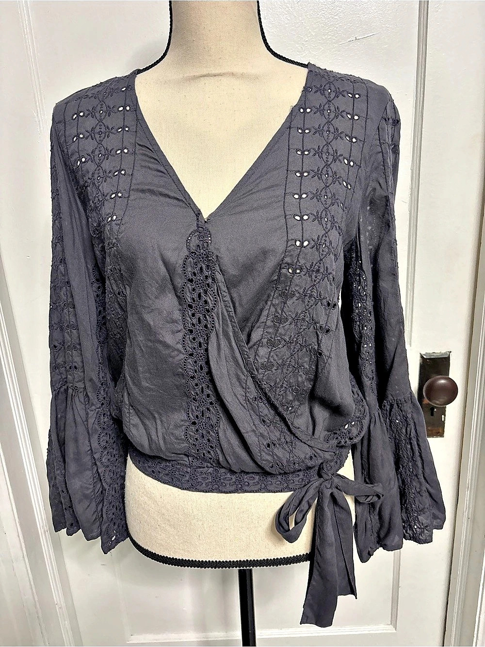 American Eagle Outfitters Embroidered Wrap Blouse